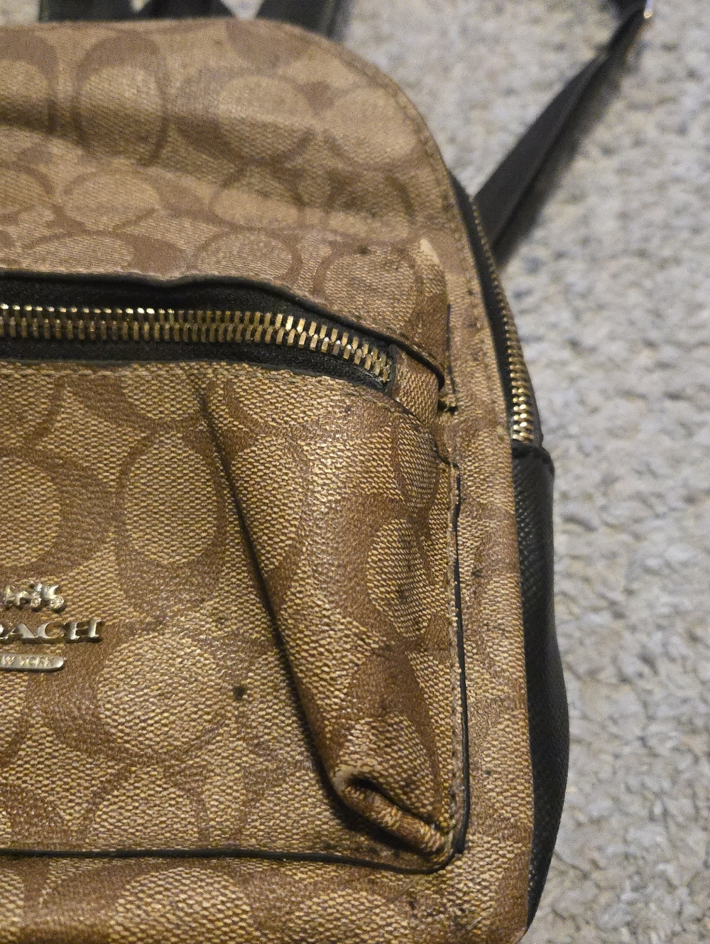 Coach Mini Charlie Backpack Signature Canvas Brown Black Small Travel Bag - Picture 3 of 16